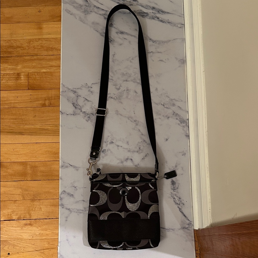 Coach Black and Silver Crossbody Bag